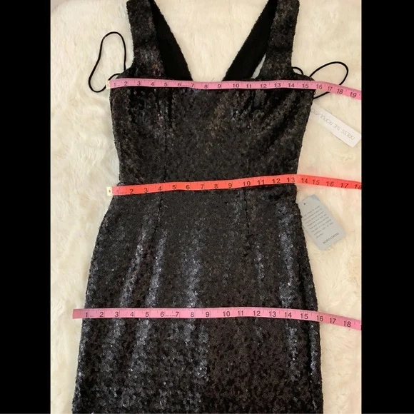 NWT $300 Dress the Population Raven Sequin Gown Matte Black [SZ Small ]